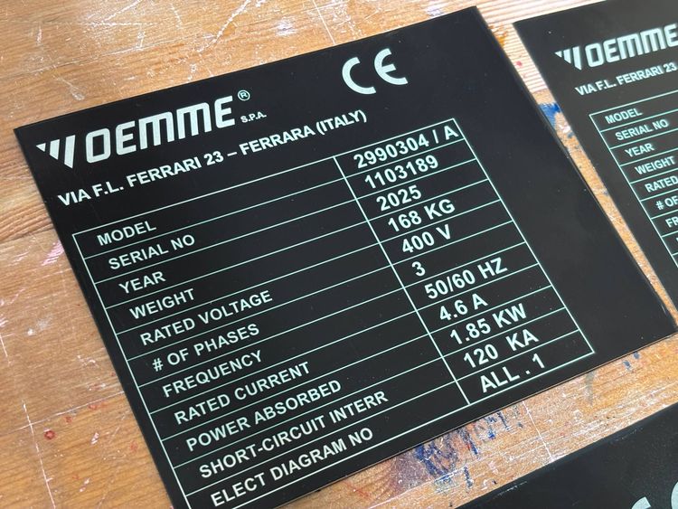 Custom Engraved Aluminum Industrial Machine plates